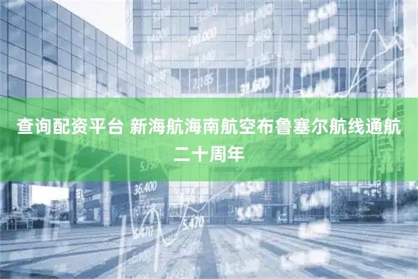 查询配资平台 新海航海南航空布鲁塞尔航线通航二十周年